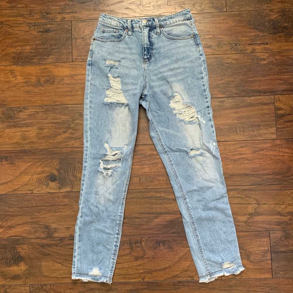 COPY - Light washed distressed Mom jeans